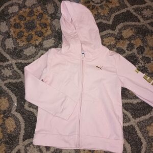 Puma Pink Sweatshirt Hoodie Zip up Logo Girls sz 6 NEW